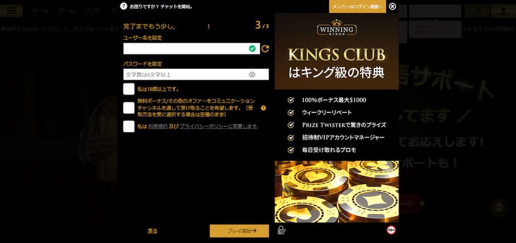 ウィニングキングスの登録画面3