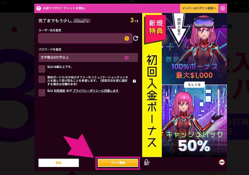 ラッキーニッキーの登録画面3