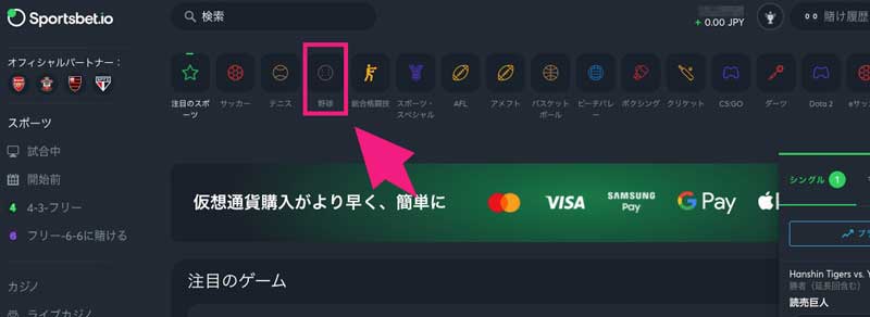 スポーツベットアイオーの野球