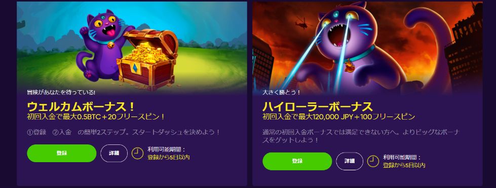 バオカジノのボーナスページ
