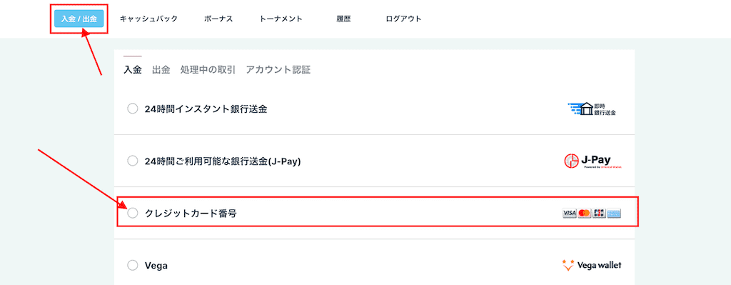 オンラインカジノ 入金 クレジットカード3