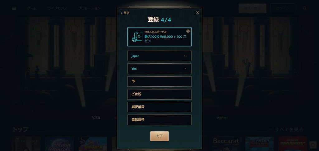 ドリーカジノの登録画面4
