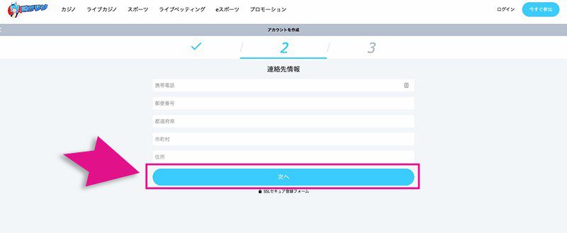 賭けっ子リンリンの登録画面2