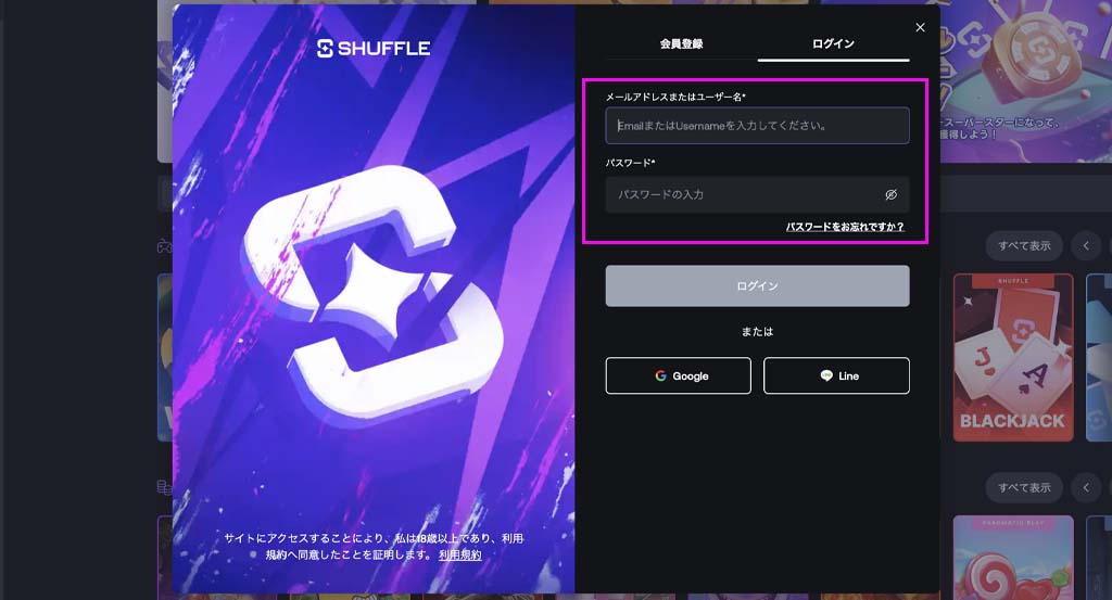 Step 2 メールアドレスとパスワードを入力する