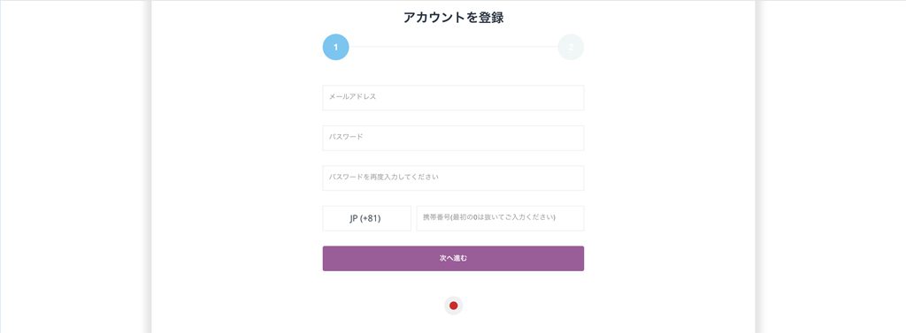 Step 2: メールアドレス、パスワード、電話番号を入力する