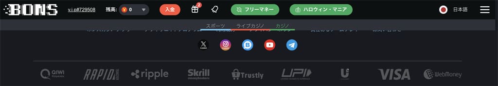 ボンズカジノ クレジットカード